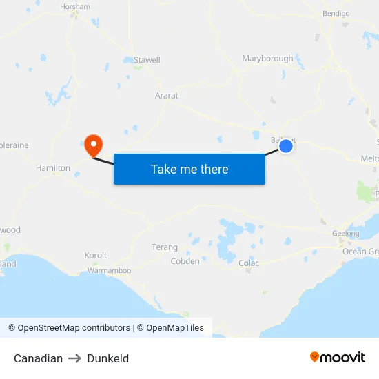 Canadian to Dunkeld map