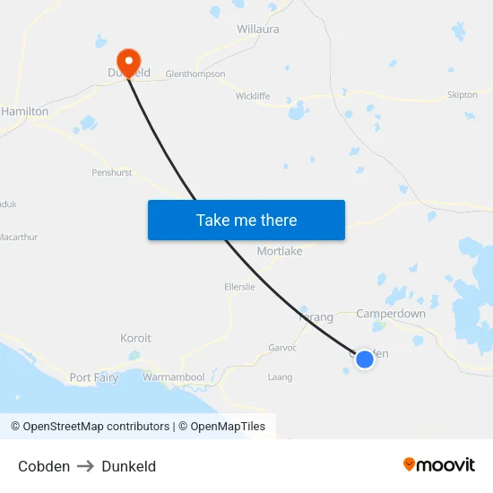 Cobden to Dunkeld map