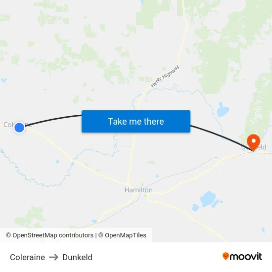 Coleraine to Dunkeld map