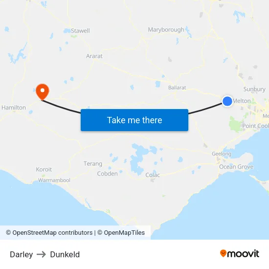 Darley to Dunkeld map
