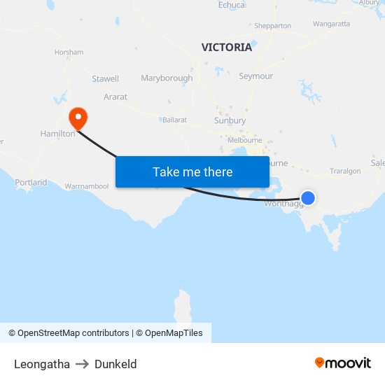 Leongatha to Dunkeld map