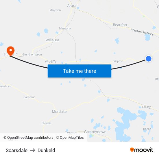 Scarsdale to Dunkeld map