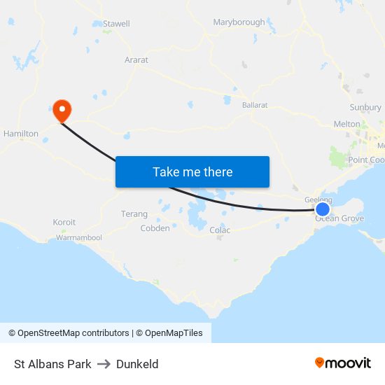 St Albans Park to Dunkeld map