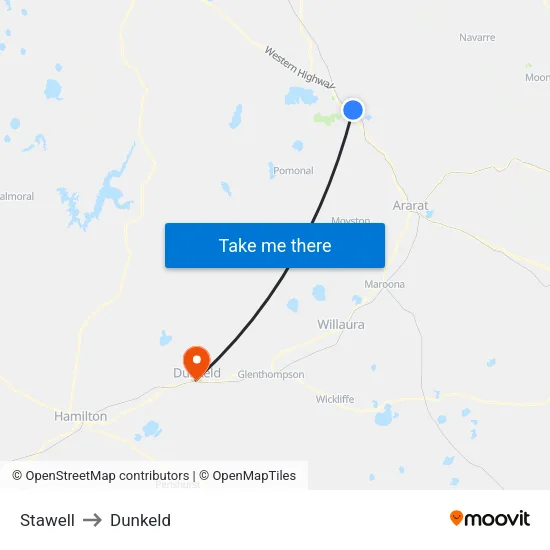 Stawell to Dunkeld map