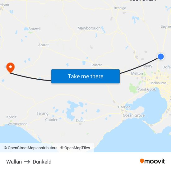 Wallan to Dunkeld map