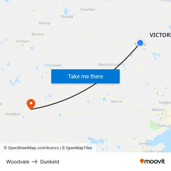 Woodvale to Dunkeld map