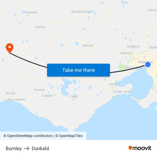 Burnley to Dunkeld map