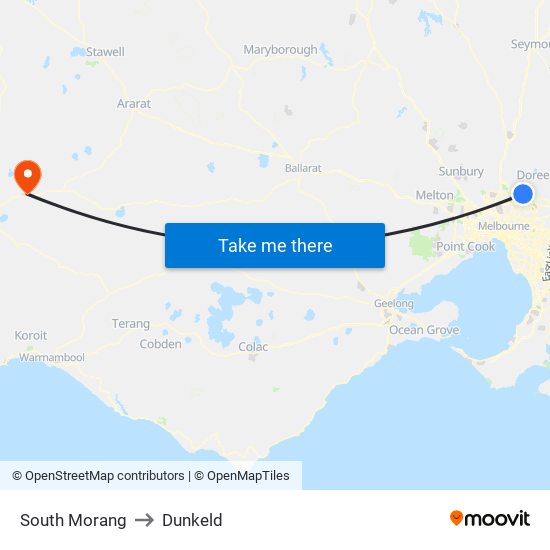 South Morang to Dunkeld map