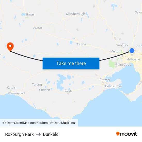 Roxburgh Park to Dunkeld map