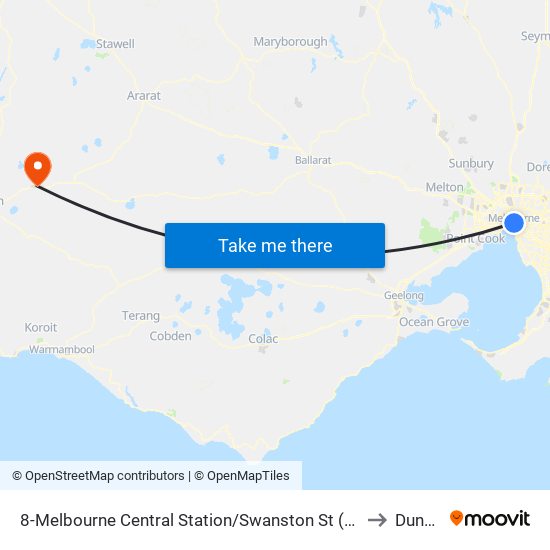 8-Melbourne Central Station/Swanston St (Melbourne City) to Dunkeld map