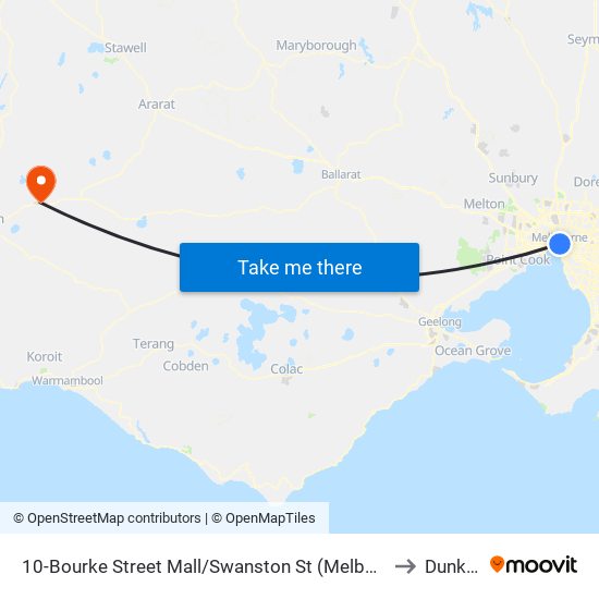 10-Bourke Street Mall/Swanston St (Melbourne City) to Dunkeld map