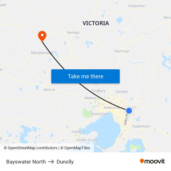 Bayswater North to Dunolly map