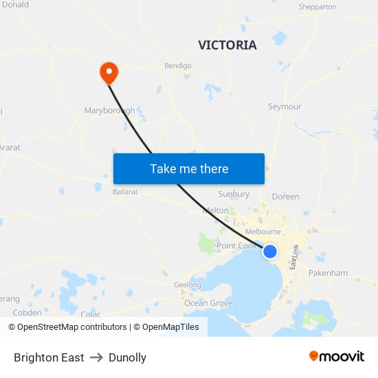 Brighton East to Dunolly map