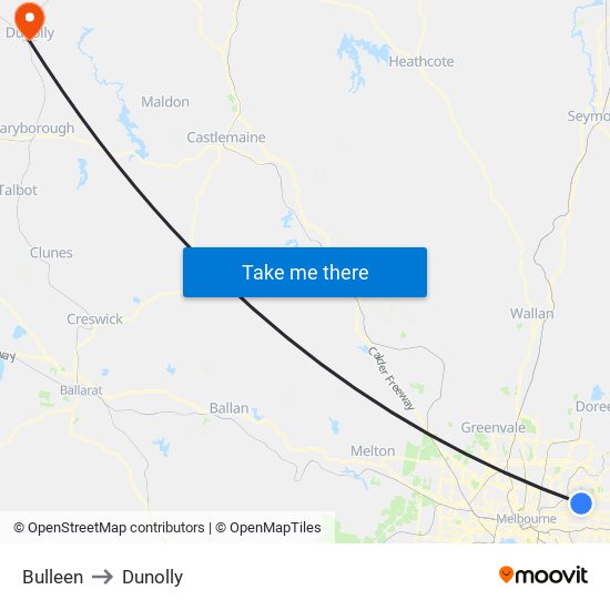 Bulleen to Dunolly map