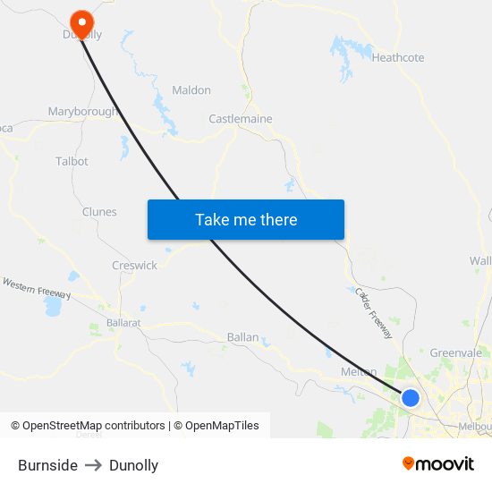 Burnside to Dunolly map