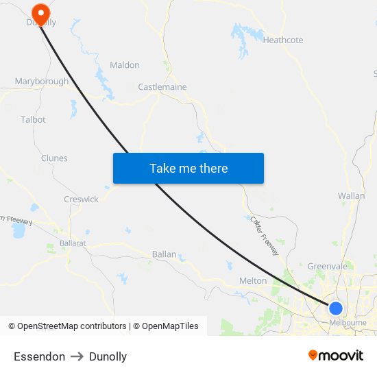 Essendon to Dunolly map