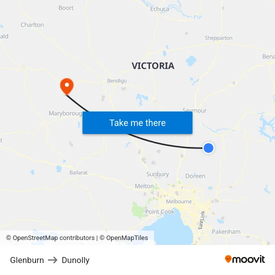 Glenburn to Dunolly map