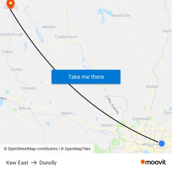 Kew East to Dunolly map