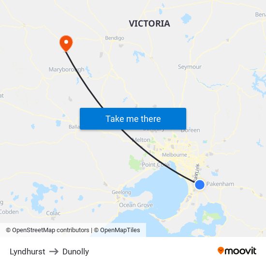 Lyndhurst to Dunolly map