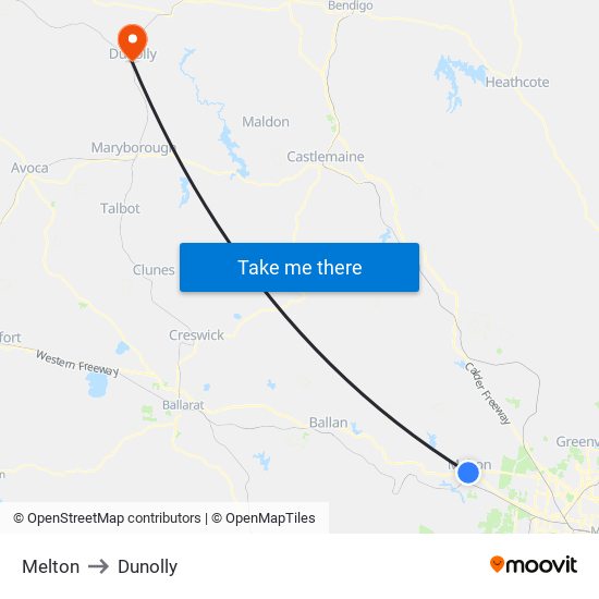 Melton to Dunolly map