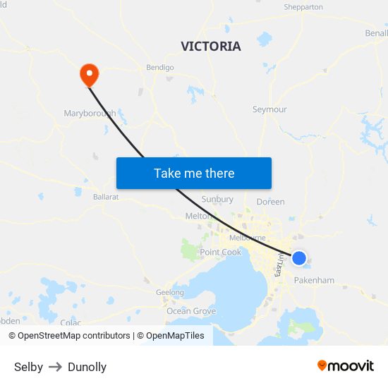 Selby to Dunolly map