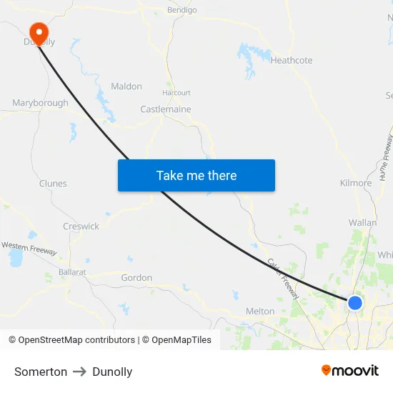 Somerton to Dunolly map