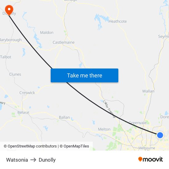 Watsonia to Dunolly map