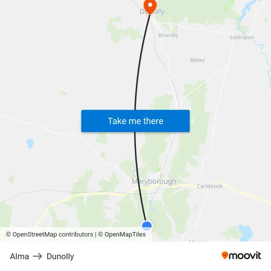 Alma to Dunolly map