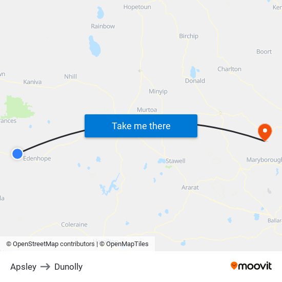 Apsley to Dunolly map