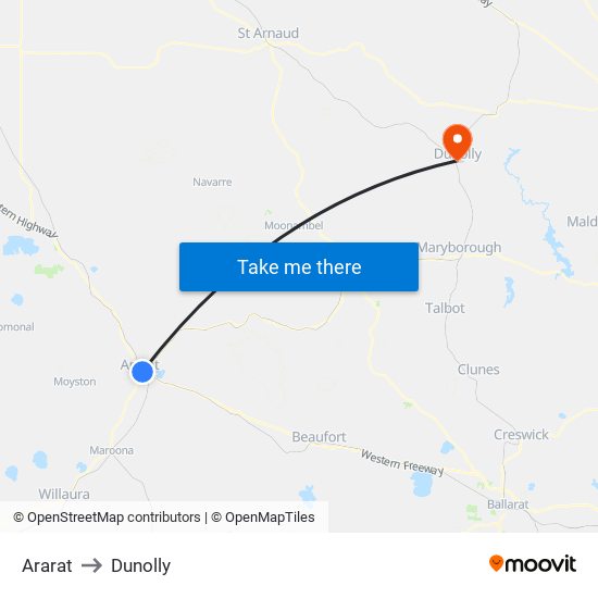 Ararat to Dunolly map