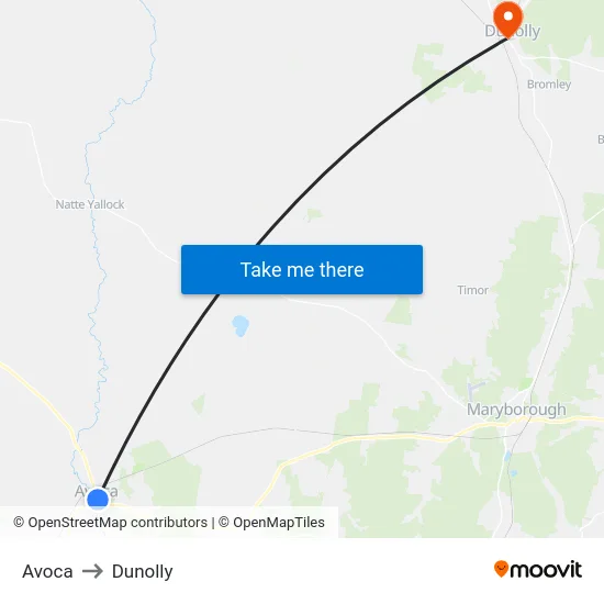 Avoca to Dunolly map