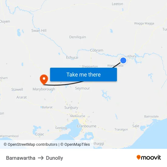 Barnawartha to Dunolly map