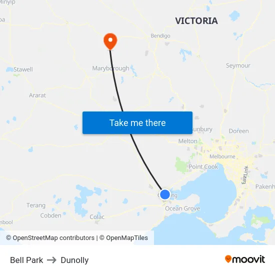 Bell Park to Dunolly map