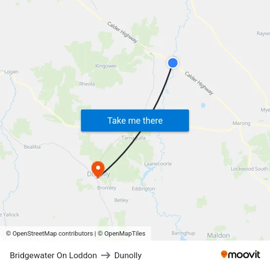 Bridgewater On Loddon to Dunolly map
