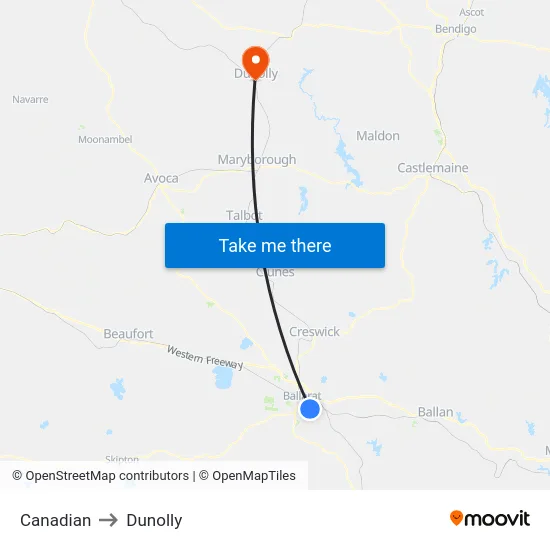 Canadian to Dunolly map