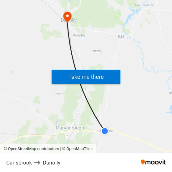 Carisbrook to Dunolly map