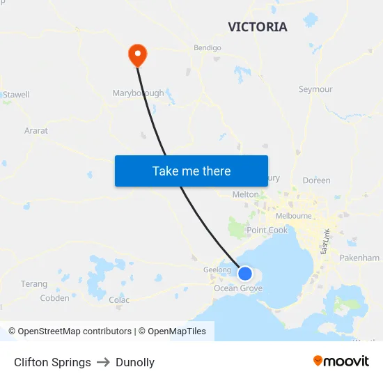 Clifton Springs to Dunolly map