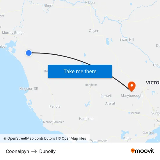 Coonalpyn to Dunolly map