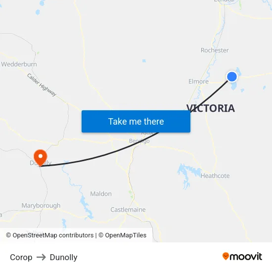 Corop to Dunolly map