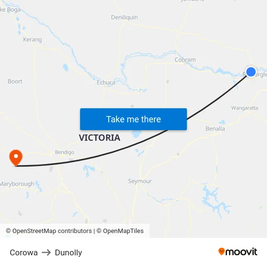 Corowa to Dunolly map
