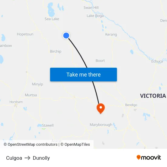 Culgoa to Dunolly map