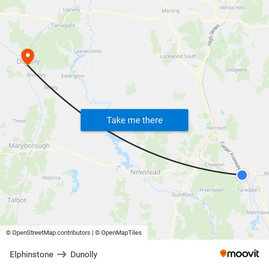 Elphinstone to Dunolly map