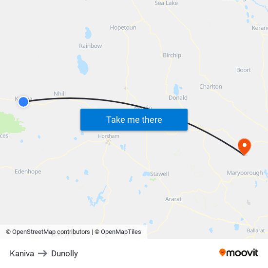 Kaniva to Dunolly map