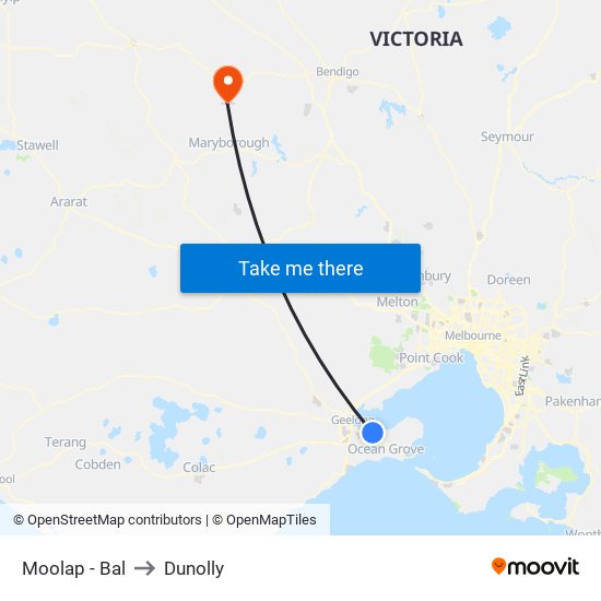 Moolap - Bal to Dunolly map