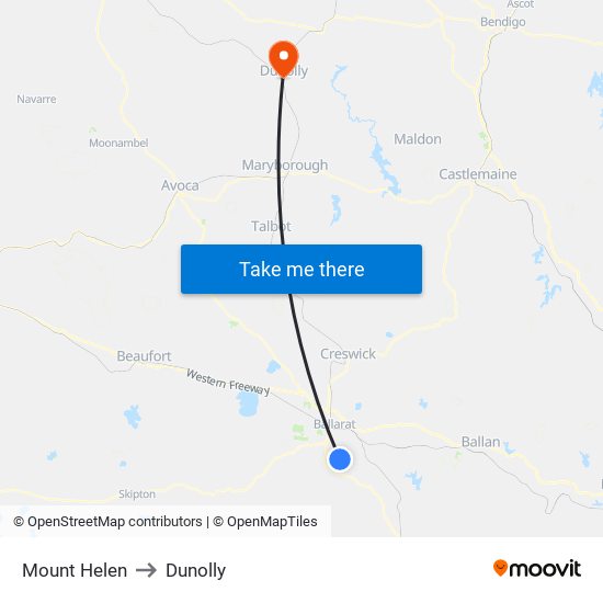 Mount Helen to Dunolly map