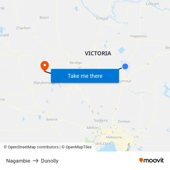 Nagambie to Dunolly map