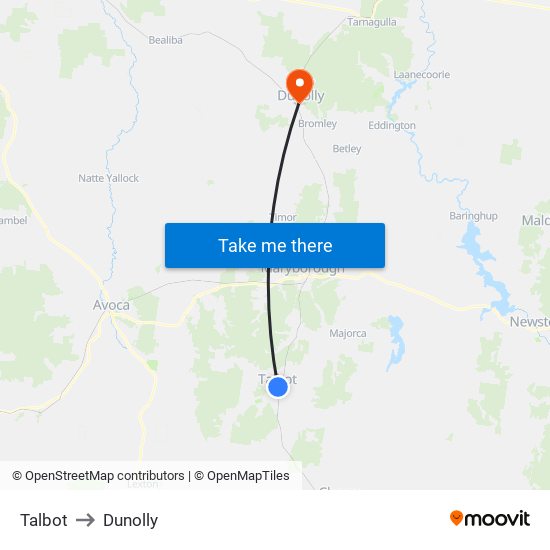 Talbot to Dunolly map