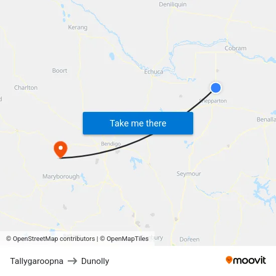 Tallygaroopna to Dunolly map