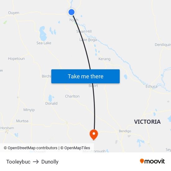 Tooleybuc to Dunolly map