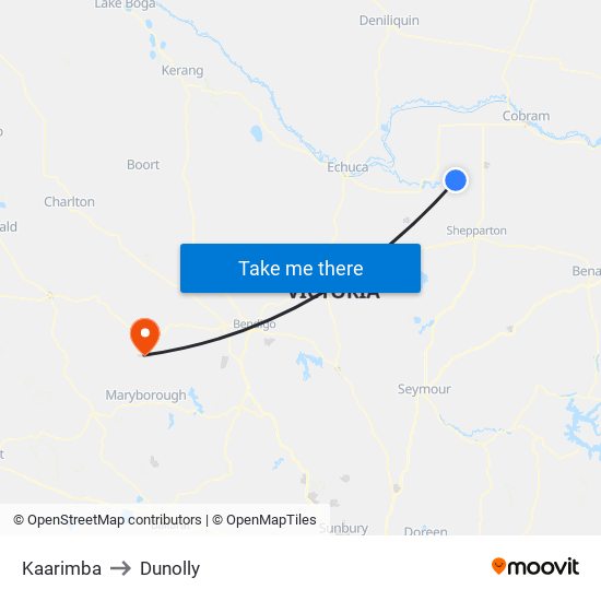 Kaarimba to Dunolly map